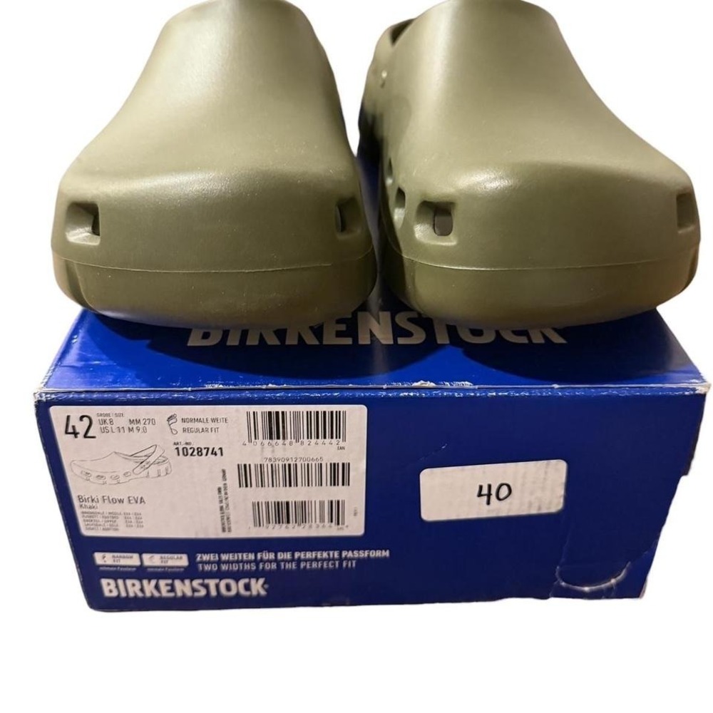 Birkenstock Birki Flow EVA Clogs Khaki EU 42‎ NEW Flawed
